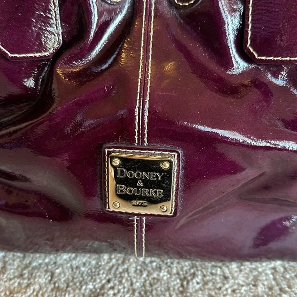 Plum patent Dooney and Burke tote - Picture 2 of 7